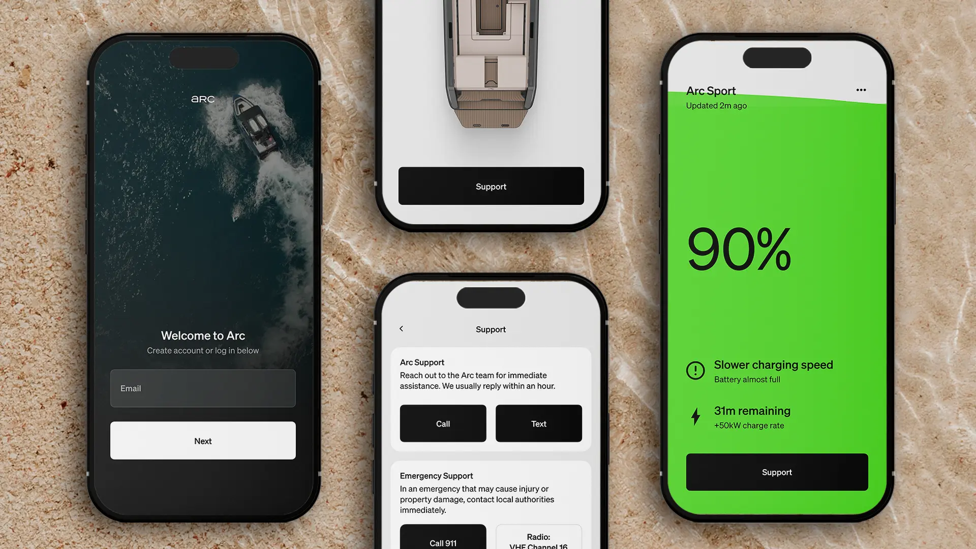 Arc mobile app screens